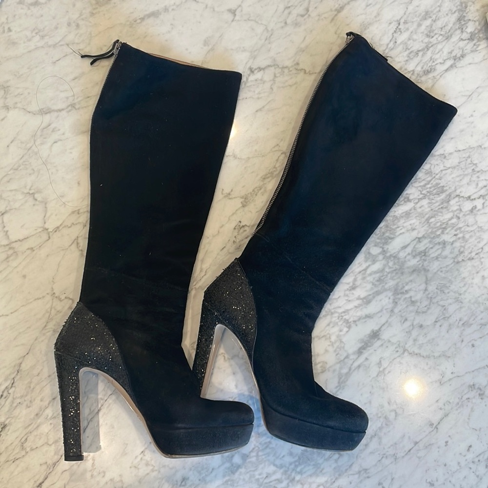 Authentic Miu Miu suede leather boots with sequin heels | Size 6